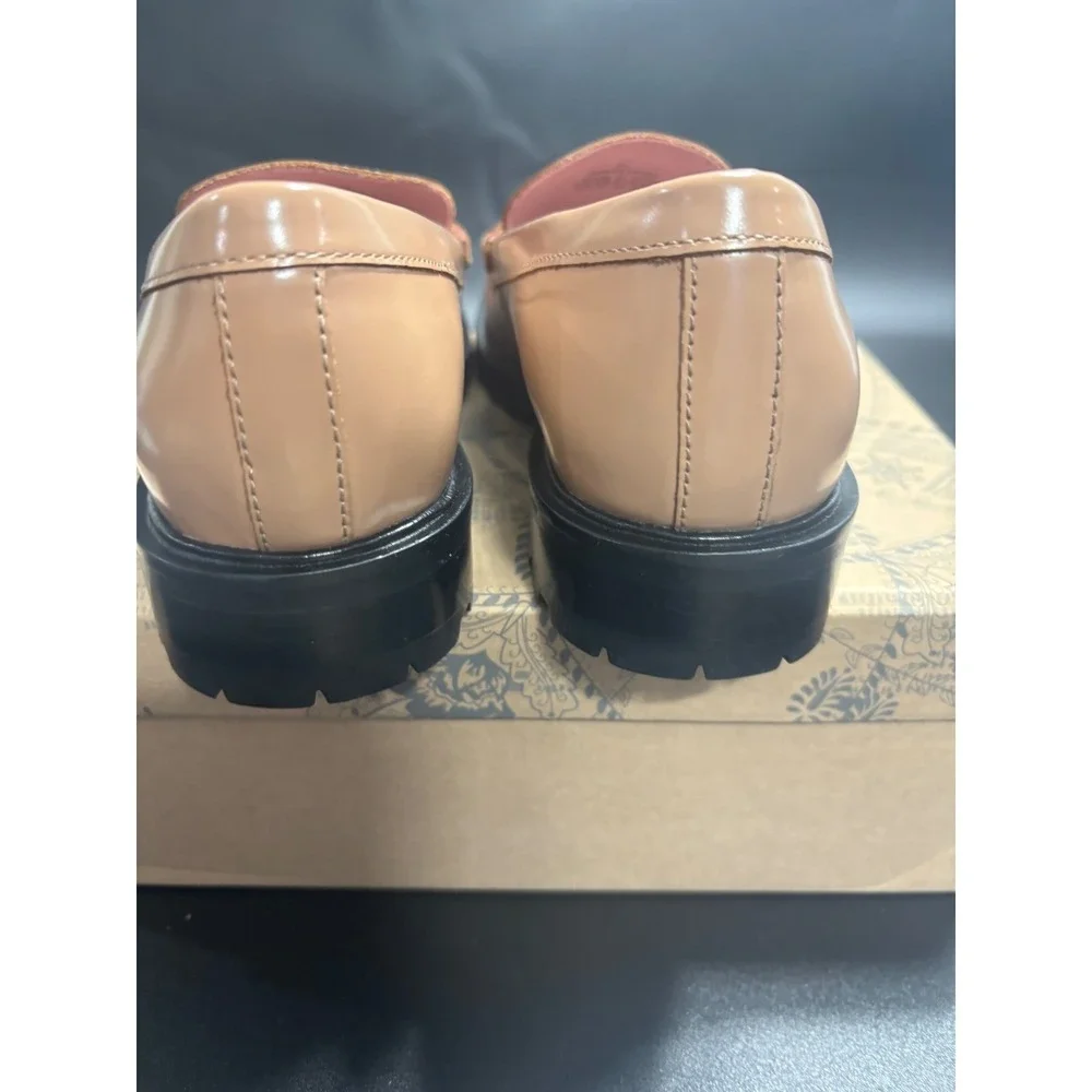Free People‎ New Liv Leather Penny Loafers Camel Size EU37/US6.5